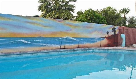 21 Swimming Pool Wall Mural Ideas Beach Mural Beach Canvas Paintings