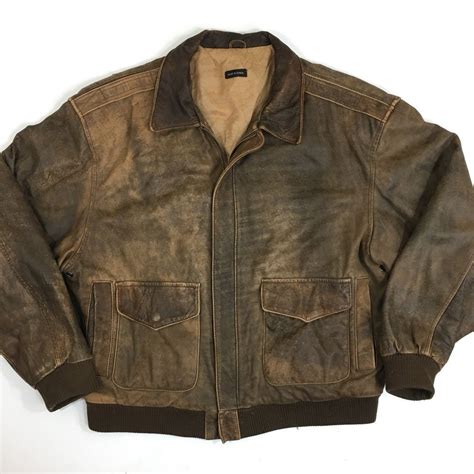 Vtg Men Distressed Brown Leather A2 Military Flight Bomber Jacket