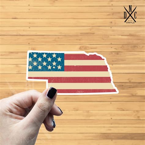Nebraska American Flag State Outline Vinyl Sticker Travel Etsy