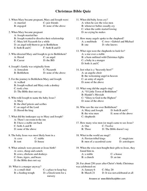 Think you're abel to answer these questions? Punchy Printable Bible Trivia Questions | Russell Website