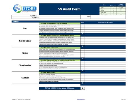 5s Audit Form Pdf Audit Accounting And Audit