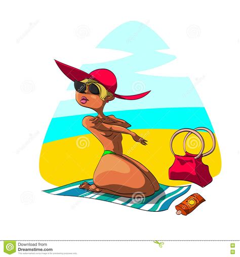 hot girl on the beach stock vector illustration of caucasian 71998521
