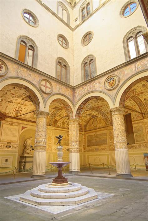 Inner Courtyard Of Palazzo Vecchio In Florence Italy Editorial Photo