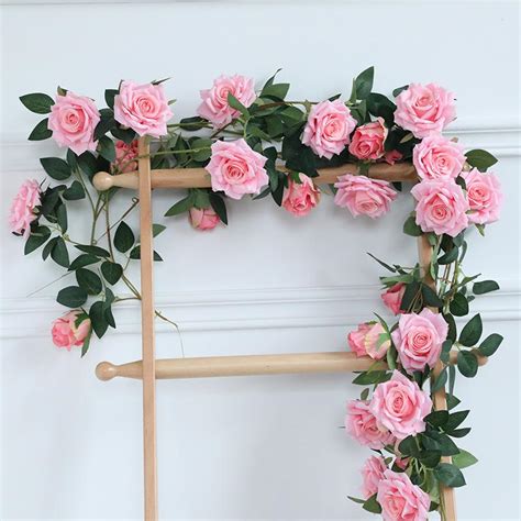 2021 200 cm artificial rose flowers vines fake roses flower vine ivy wedding party decoration
