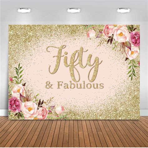 buy moca fifty and fabulous backdrop gold floral 50th birthday party photo backdrops happy fifty