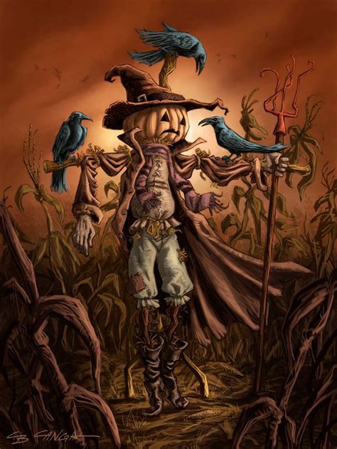 Scarecrow Illustration Halloween Artwork Halloween Illustration
