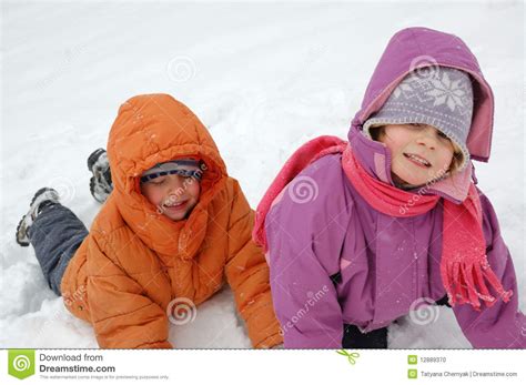 Kids In Snow Stock Photo Image Of Child Happiness Clothes 12889370