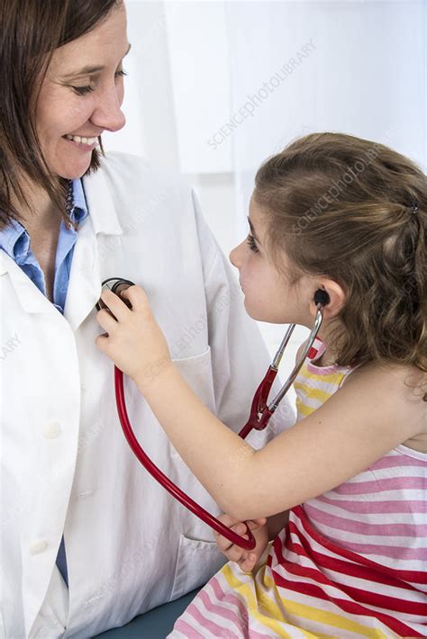 Girl Using A Stethoscope On Doctor Stock Image F0121402 Science