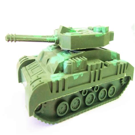 1pcs Plastic Army Green Tank Cannon Model Miniature 3d Hobbies Kids