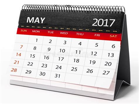 De Desktopkalender Van Mei 2017 3d Illustratie Stock Illustratie