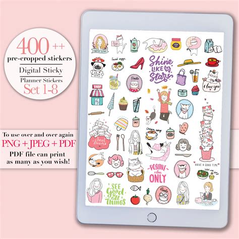 Digital Stickers For Goodnotes Planner Stickers Kawaii Etsy