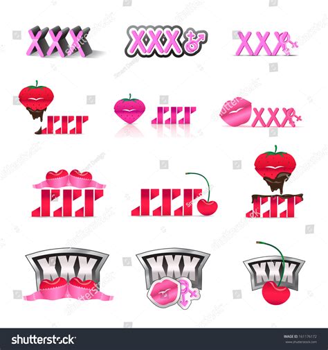 Xxx Porn Icons Set Isolated On White Background Vector Illustration Graphic Design Editable