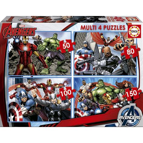 Puzzle de 50 à 150 pièces : 4 puzzles : Avengers - Educa - Rue des Puzzles