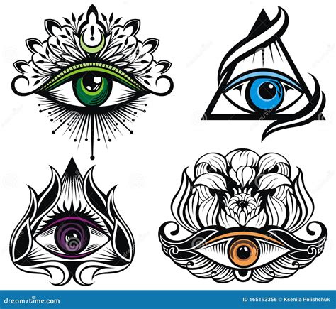 All Seeing Eye Symbol Vision Of Providence Tattoo Eyes Stock Vector
