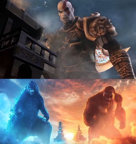Godzilla And Kong Vs Kratos The God Of War By Mnstrfrc On Deviantart