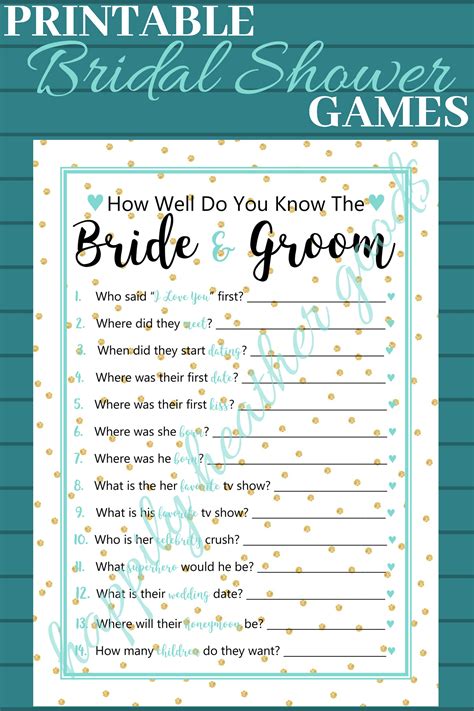 How Well Do You Know The Bride To Be Printable Bridal Shower Etsy All In One Photos
