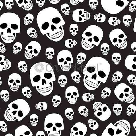 Skull Seamless Pattern On Black Background Halloween Skull Pattern
