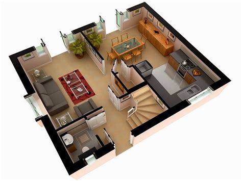 Amazing Three Two Bedroom House 3d Plan Decor Inspirator