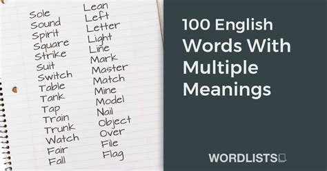 100 English Words With Multiple Meanings