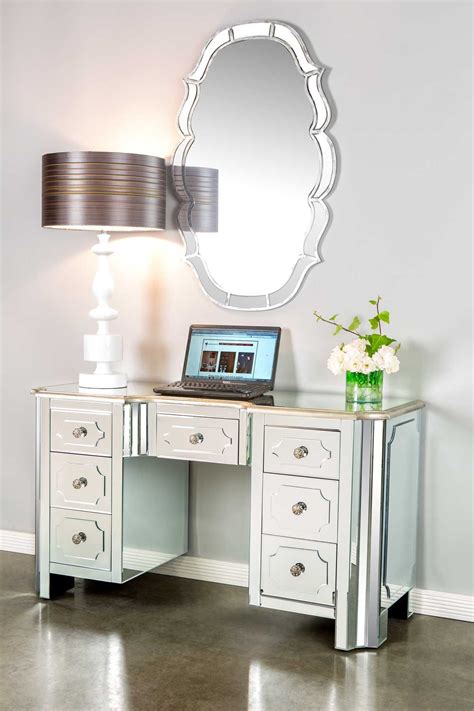 Checkout the christine makeup dressing table set in silver, black, white and cherry at discounted price. Statements by J | Hudson Gold Desk/Vanity Table | Mirrored ...
