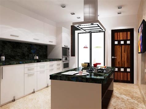 Is your kitchen in need of an overhaul? Island Modular Kitchen with Modern Chimney and Granite ...