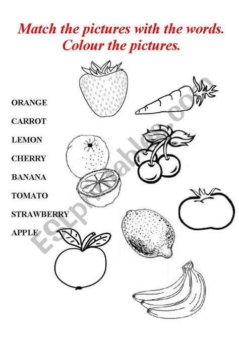 Fruit And Veggies Are… Worksheets | 99Worksheets