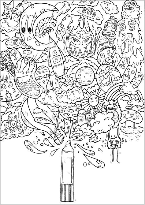 Find the best adults coloring pages for kids & for adults, print 🖨️ and color ️ 846 adults coloring pages ️ for free from our coloring book 📚. The magic spray - Doodle Art / Doodling Adult Coloring Pages