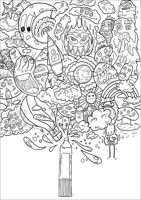 Here presented 64+ colouring drawing for kids images for free to download, print or share. The magic spray - Doodle Art / Doodling Adult Coloring Pages