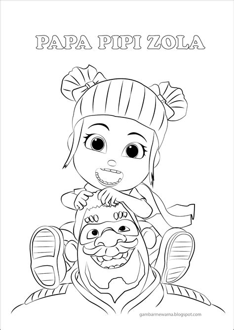 Gambar Mewarna Papa Pipi Zola - Gambar Mewarna