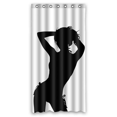 Sexy Woman Shower Curtain Naked Woman Curtain Set Silhouette Shadow