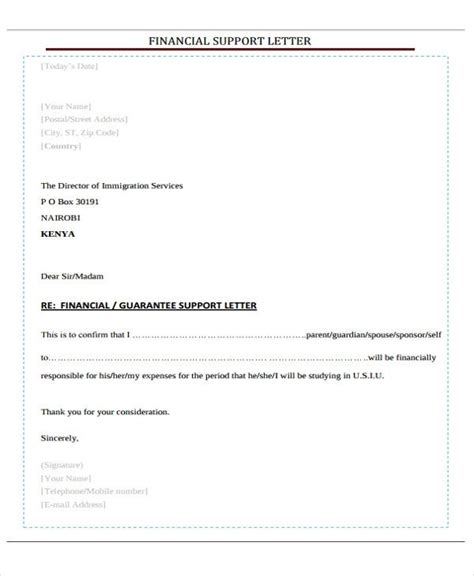 Letter Of Financial Support From Spouse Collection Letter Template