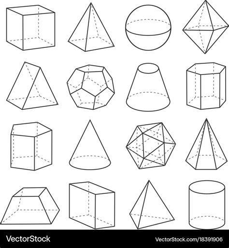 Geometric Shapes Outline Set Royalty Free Vector Image