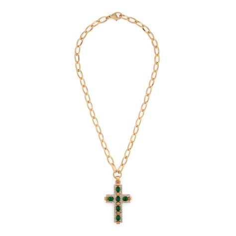 Gucci Cross Necklace With Cabochon Stones In White Lyst