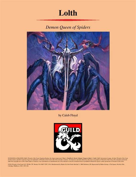 Lolth Demon Queen Of Spiders Dungeon Masters Guild Dungeon Masters