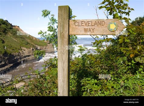 Footpath Signpost And Waymark For The Cleveland Way At Boggle Hole