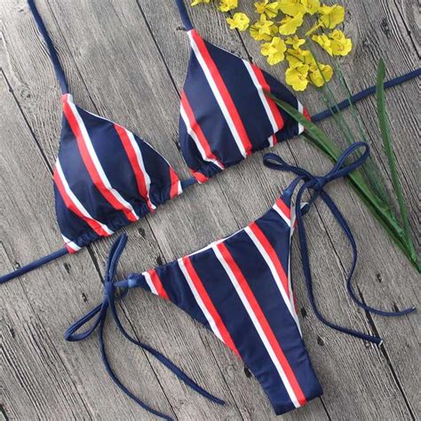 nautical stripe bikini set