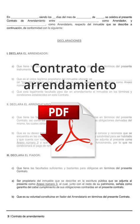 Descarga GRATIS Contrato De Arrendamiento PDF Y Word Contrato De