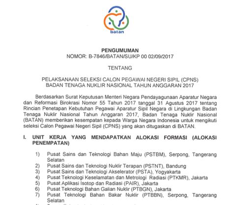 Berikut, 50 contoh soal cpns tes kemampuan bidang ( tkb) pendidikan beserta kunci jawaban. BATAN - Soal dan Pendaftaran CPNS Badan Tenaga Nuklir ...