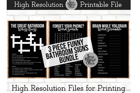 It downloads and prints easily. Funny Bathroom Signs Bundle, Forget Phone Word Search Print