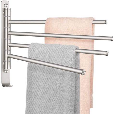 Galxre Bathroom Swing Arm Towel Bar 4 Arm Towel Holder Wall Mounted
