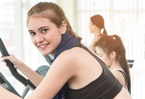 Asian Fitness Women Is Working Out In Fitness Gym Stock Image Image