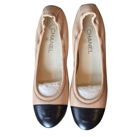 Chanel Ballerinas Ballet Flats Leather Beige Ref40559 Joli Closet