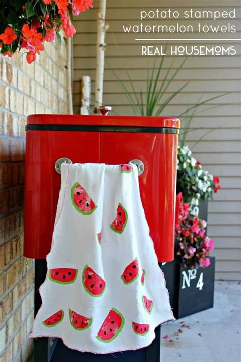 These Potato Stamped Watermelon Towels Are A Great Activity For Kids