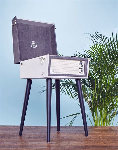 Electroboogie vintage record players, wigan, united kingdom. GPO RETRO Bermuda Retro 1960s Grey Record Player w/Legs