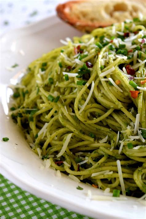 Scallion and Basil Pesto Spaghetti