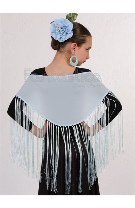 mantoncillo de flamenca para niña y mujer mantoncillo estampado liso color azul cielo i