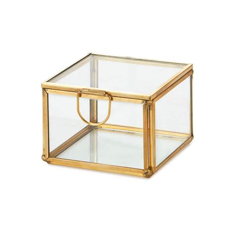 Buy Artinco Art India Collections Square Brass Glass Box With Lid And Mirror Base Glass Display