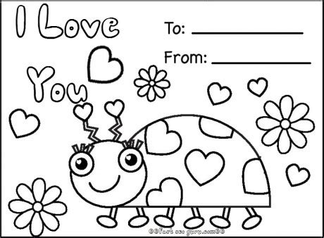 They probably won't like the romantic pictures of princes and princesses or flowers and unicorns. Print out happy valentines day ladybug coloring cards ...