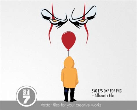 Pennywise Movie With Balloon Svg Cutting File Eps Dxf Pdf Etsy