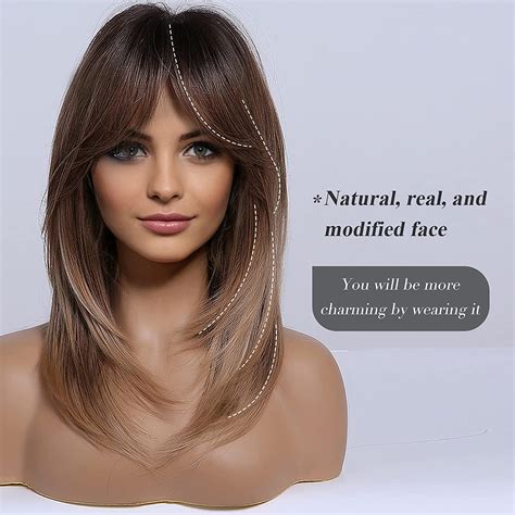 Haircube Long Layered Wigs For Women Synthetic Hair Wig With Bangs